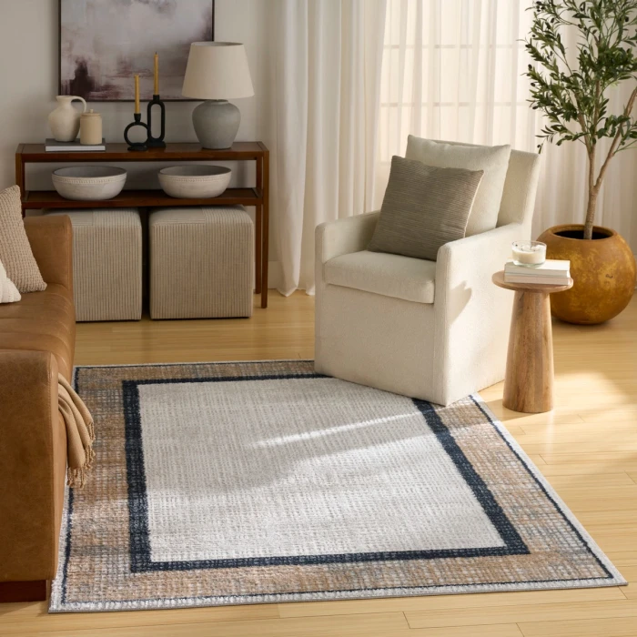 Nourison Dekor Grey Navy DEK06 5 ft. 3 in. X 7 ft. Rect. Rug