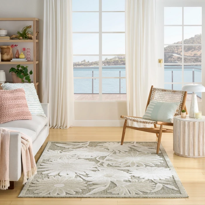 Nourison Aloha Ivory Sage ALH33 3 ft. 6 in. X 5 ft. 6 in. Rect. Rug