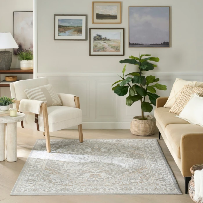 Nourison Dekor Light Grey DEK08 4 ft. X 6 ft. Rect. Rug
