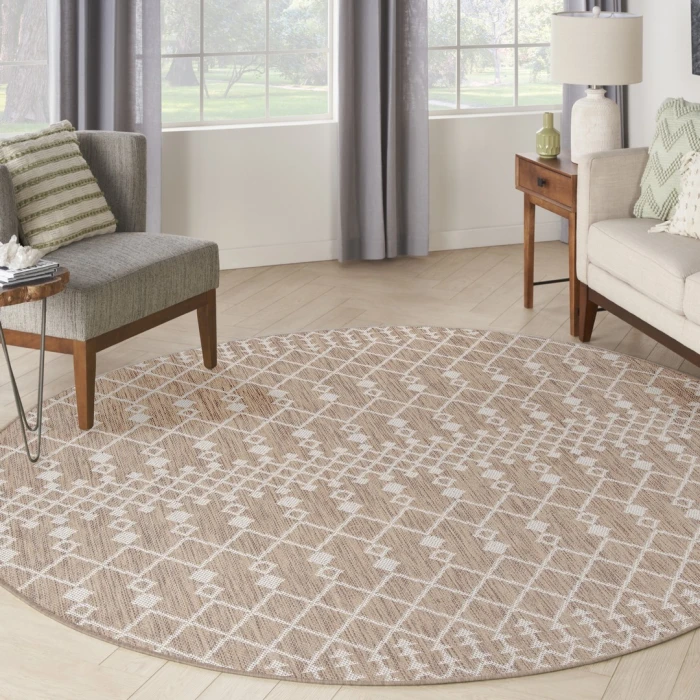 Nourison Positano Beige POS02 5ft. Round Rug