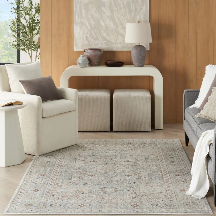 Nourison Oushak Home Light Grey OUS02 6 ft. X 9 ft. Rect. Rug