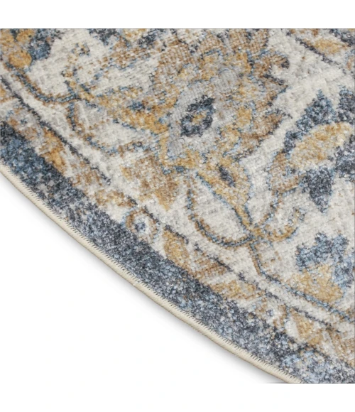Nourison Astra Machine Washable Grey Blue ASW12 7ft.10in. Round Rug