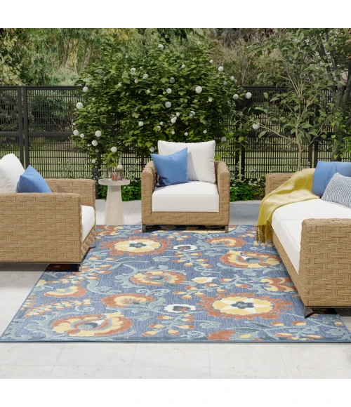 Nourison Aloha Blue Rose ALH17 7 ft. 10 in. X 10 ft. 6 in. Rect. Rug