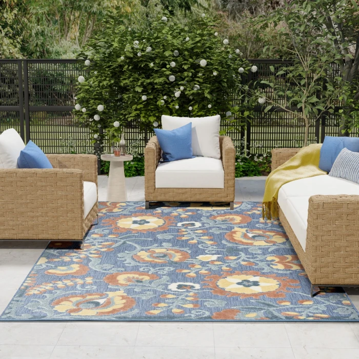 Nourison Aloha Blue Rose ALH17 7 ft. 10 in. X 10 ft. 6 in. Rect. Rug
