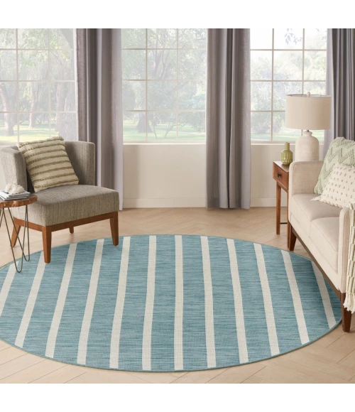 Nourison Positano Aqua Ivory POS03 8 ft. X Round Rug