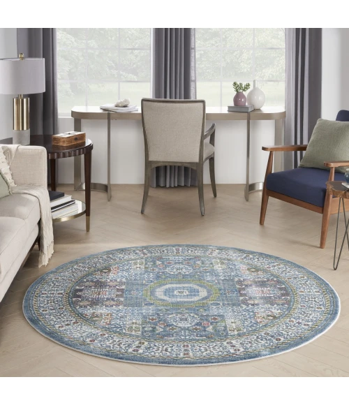 Nourison Home Ankara Global Blue ANR17 6ft. x Round Round Rug