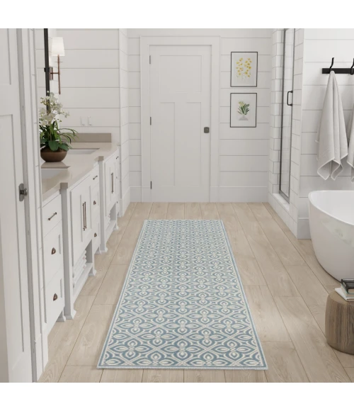 Nourison Home Washable Charm Blue WCH03 2ft.2in. x 10ft. Rect. Rug