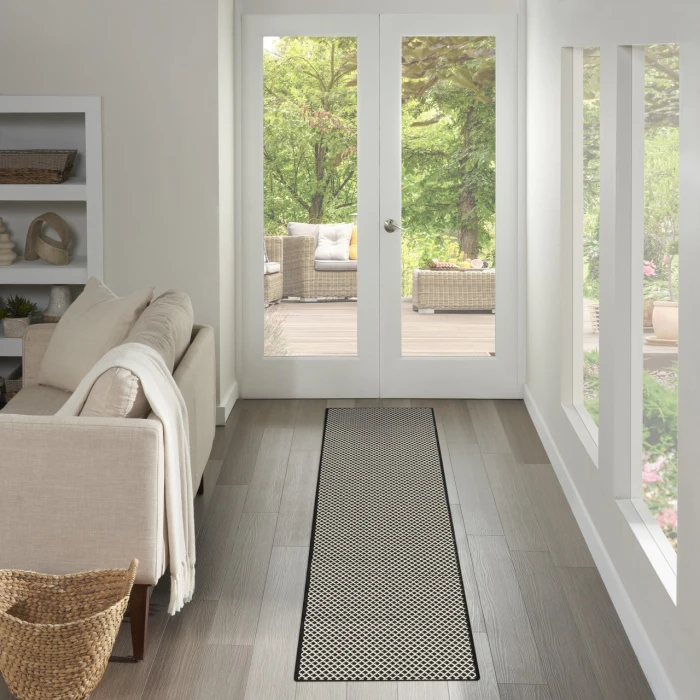 Nourison Home Courtyard Black COU01 2ft.2in. x 10ft. Rect. Rug