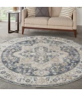 Nourison Astra Machine Washable Grey Blue ASW12 7ft.10in. Round Rug