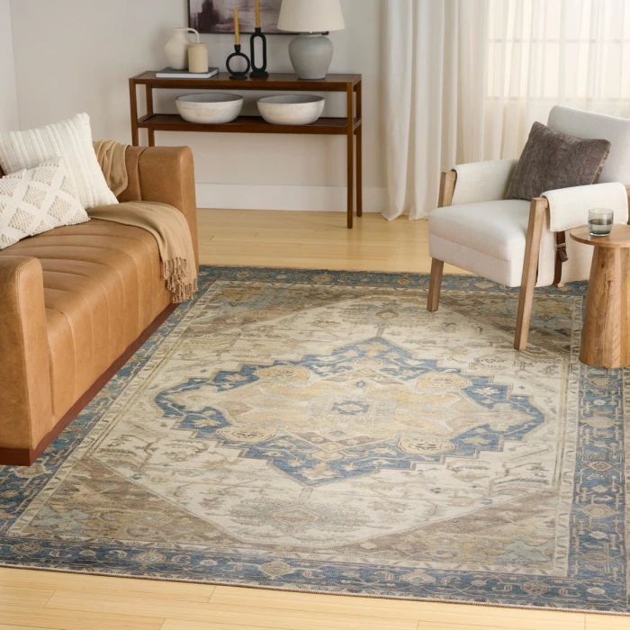 Nourison Vintage Washables Blue Green VWS13 7 ft. 10 in. X 9 ft. 10 in. Rect. Rug