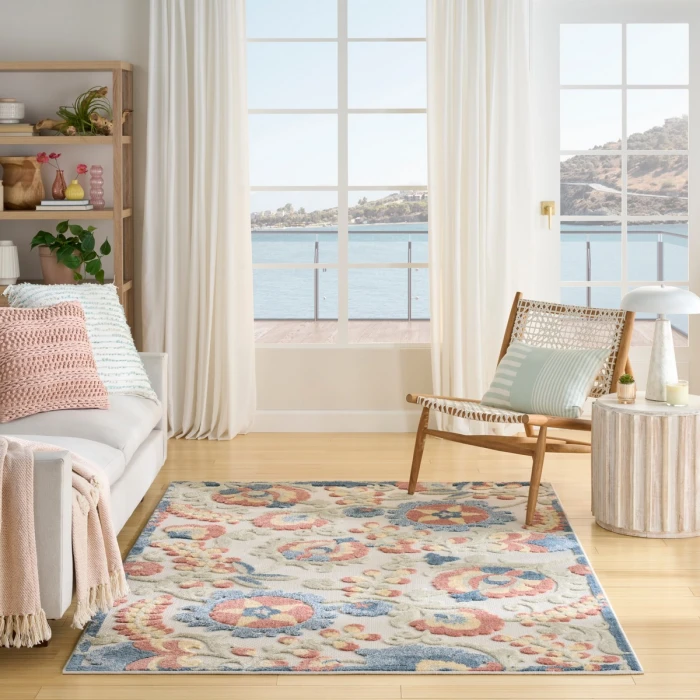 Nourison Aloha Grey Multicolor ALH17 5 ft. 3 in. X 7 ft. 5 in. Rect. Rug