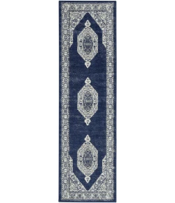 Nourison Cyrus Ivory Navy CYR01 2ft.2in. x 7ft.6in. Rect. Rug