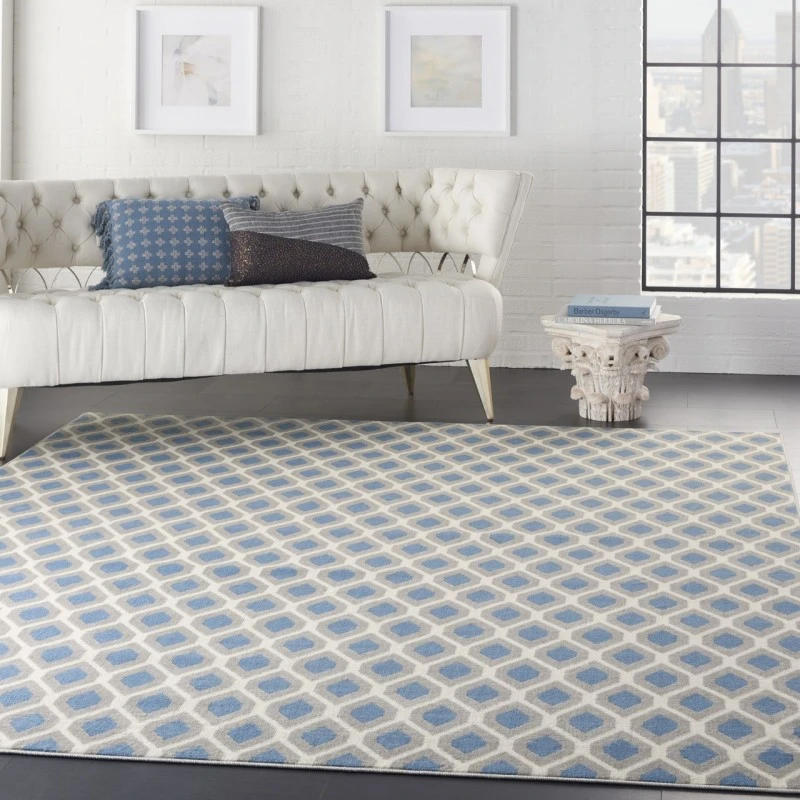 Nourison Home Grafix Blue GRF22 7ft.10in. x 9ft.10in. Rect. Rug