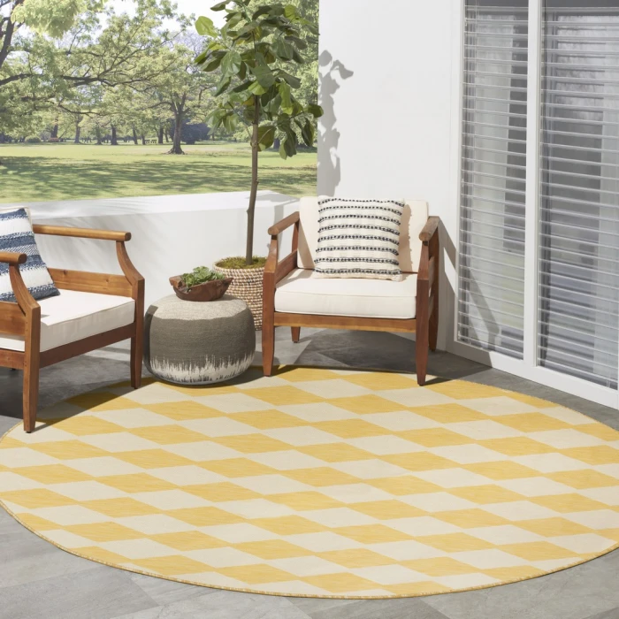 Nourison Positano Yellow POS04 6ft. Round Rug