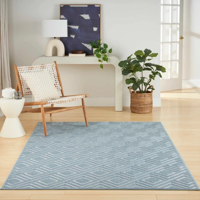 Nourison Care Free Blue CAF03 4 ft. X 6 ft. Rect. Rug