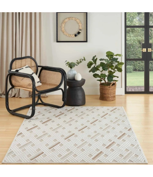 Nourison Care Free Ivory Beige CAF05 4 ft. X 6 ft. Rect. Rug