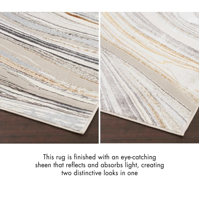 Nourison Glitz Grey Gold GLZ21 8 ft. Rect. Rug