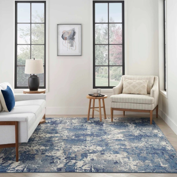 Nourison Grafix Navy Blue GRF38 9 ft. X 12 ft. Rect. Rug