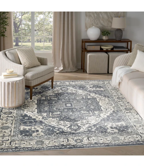 Nourison Quarry Navy Ivory QUA18 8 ft. X 10 ft. Rect. Rug