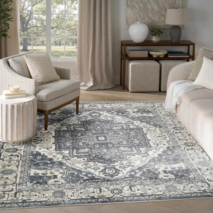 Nourison Quarry Navy Ivory QUA18 8 ft. X 10 ft. Rect. Rug