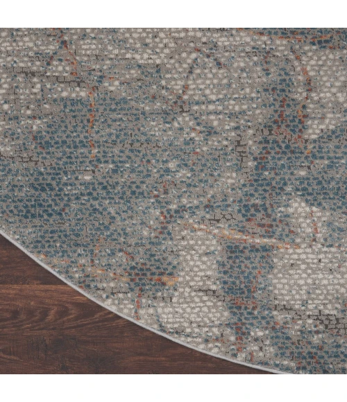 Nourison Rustic Textures Area Rug RUS15 Light Grey/Blue 5'3" Round