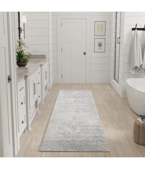 Nourison Astra Machine Washable Light Grey ASW11 2 ft. X 6 ft. Rect. Rug