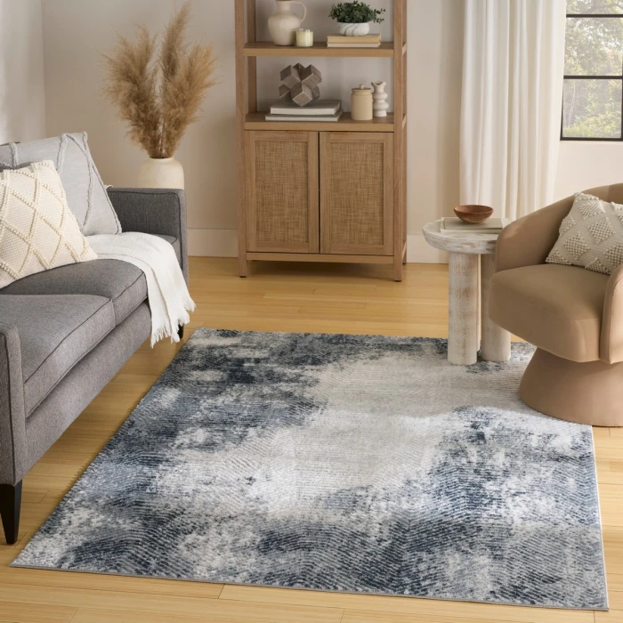 Nourison Dekor Grey Navy DEK04 4 ft. X 6 ft. Rect. Rug