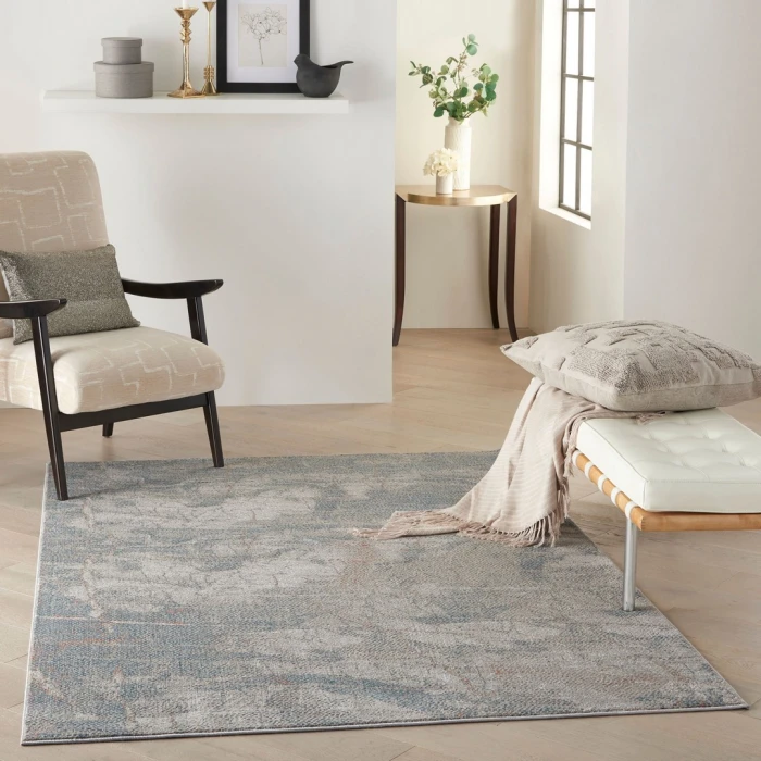 Nourison Rustic Textures Light Grey Blue RUS15 5ft. 3in. x 7ft. 3in. Rect. Rug