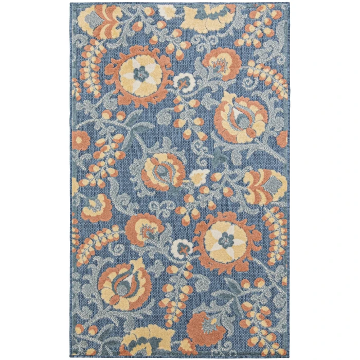 Nourison Aloha Blue Rose ALH17 2 ft. 8 in. X 4 ft. Rect. Rug