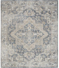 Nourison Astra Machine Washable Grey Blue ASW12 10ft. x 14ft. Rect. Rug
