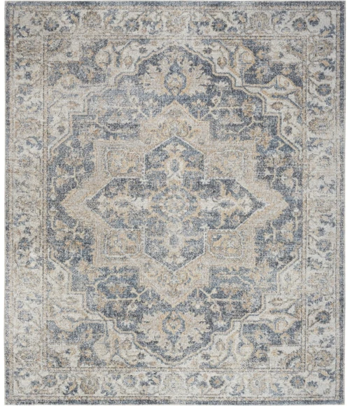 Nourison Astra Machine Washable Grey Blue ASW12 10ft. x 14ft. Rect. Rug