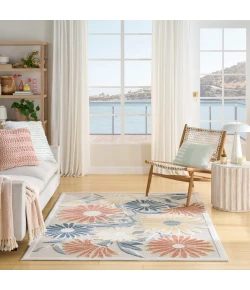 Nourison Home Aloha ALH33 Ivory Rose 5 ft. 3 in. X 7 ft. 5 in. Area Rug