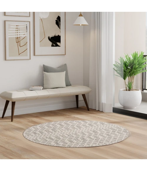 Nourison Positano Light Grey POS02 5ft. Round Rug