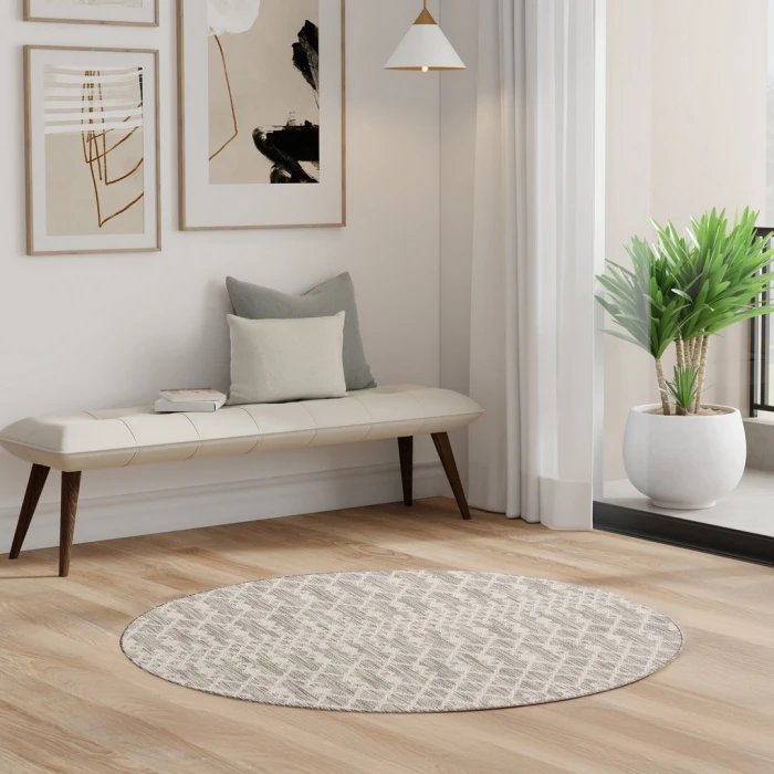 Nourison Positano Light Grey POS02 5ft. Round Rug