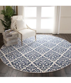 Nourison Home Grafix GRF06 White/Blue 8 ft. Round Area Rug