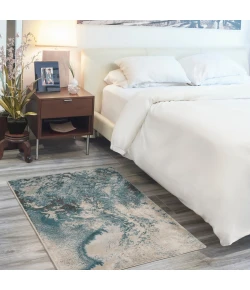Nourison Home Maxell MAE08 Ivory/Teal 3 ft. X 5 ft. Area Rug