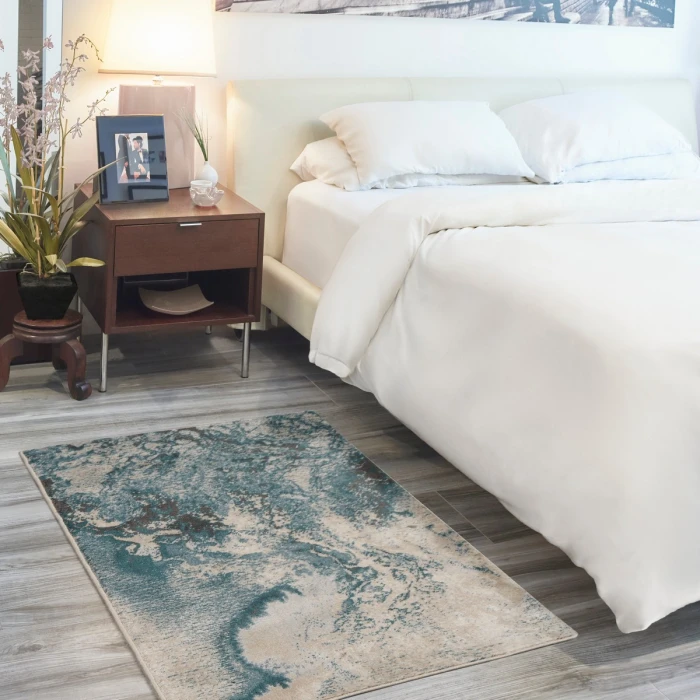 Nourison Maxell Area Rug MAE08 Ivory/Teal 3' x 5'