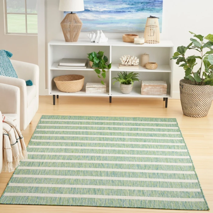 Nourison Positano Blue Green Ivory POS03 5 ft. X 7 ft. Rect. Rug