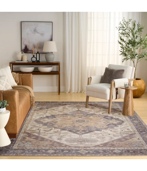 Nourison Vintage Washables Ivory Purple VWS13 7 ft. 10 in. X 9 ft. 10 in. Rect. Rug