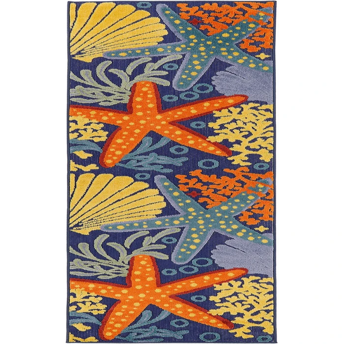 Nourison Aloha Navy Multicolor ALH24 2 ft. 3 in. X 8 ft. Rectangle Rug