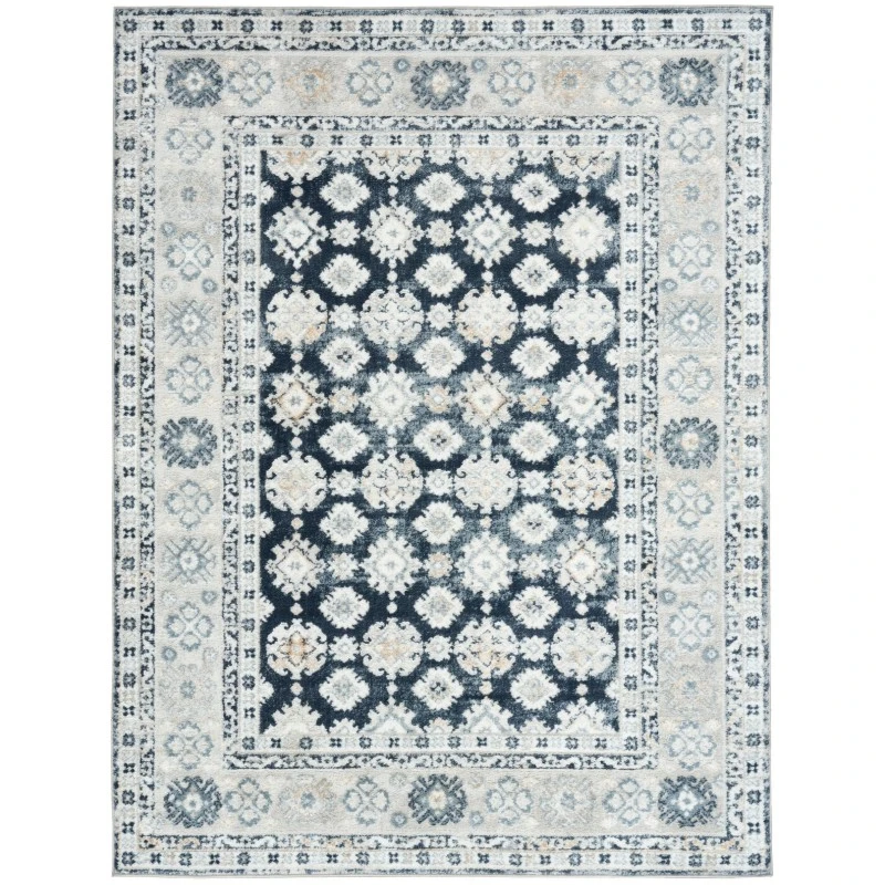 Nourison Dekor Grey Navy DEK02 5 ft. 3 in. X 7 ft. Rect. Rug