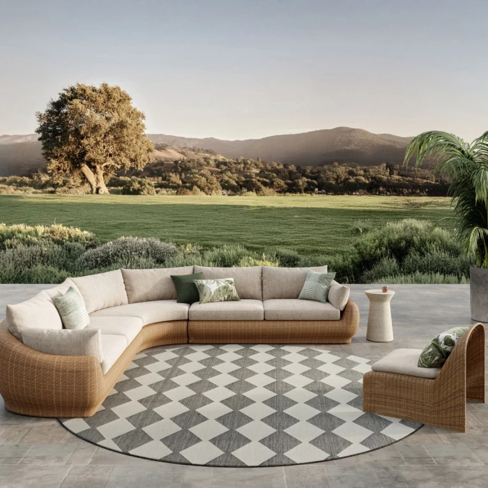 Nourison Positano Charcoal POS04 8ft. Round Rug