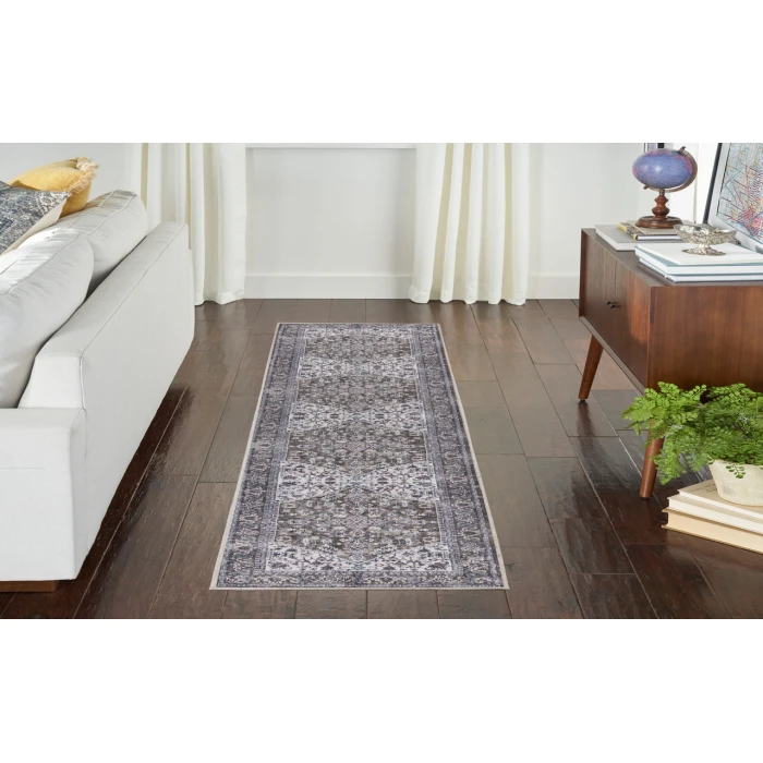 Nicole Curtis Machine Washable Series 1 Olive Ivory SR104 2 ft. 2 in. X 12 ft. Rectangle Rug