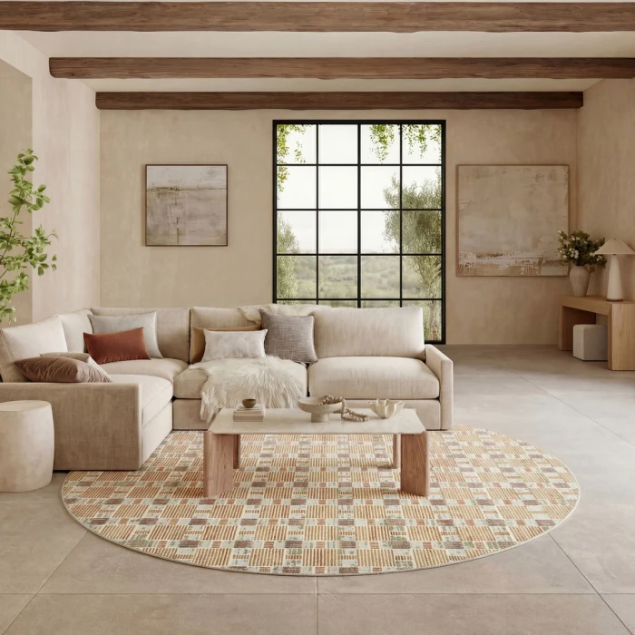 Nourison Nordic Rust Multicolor NRC14 8ft. x Round Round Rug