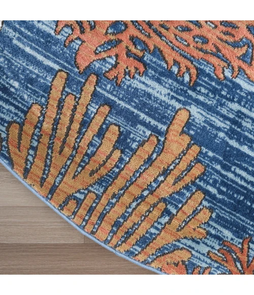 Nourison Seaside Blue Multicolor SDS04 5 ft. X Round Rug