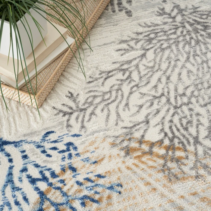 Nourison Seaside Ivory Grey Blue SDS04 5 ft. X 7 ft. Rect. Rug