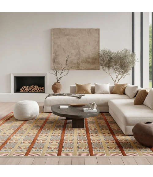 Nourison Nordic Rust Multicolor NRC06 8 ft. X 10 ft. Rect. Rug