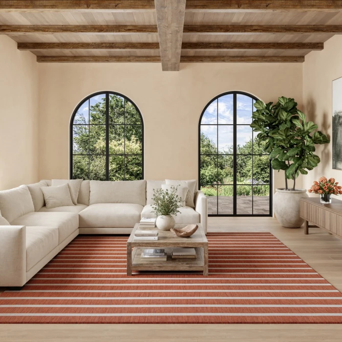Nourison Positano Terracotta Ivory POS03 8ft. Square Rug