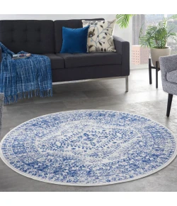 Nourison Home Whimsicle WHS15 Ivory Navy 5 ft. Round Area Rug