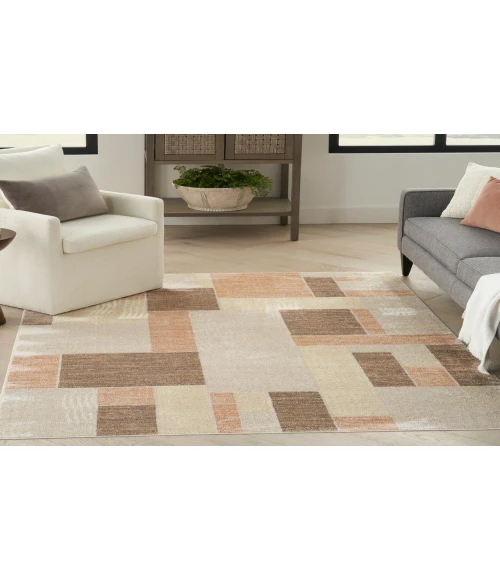 Nourison Astra Machine Washable Beige Multicolor ASW09 5 ft. 3 in. X 7 ft. Rectangle Rug
